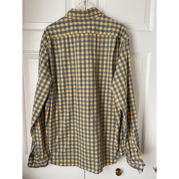 J. Crew Flex Washed Slim Fit Gingham Button Down Shirt Mens XL Yellow Blue - Picture 4 of 6